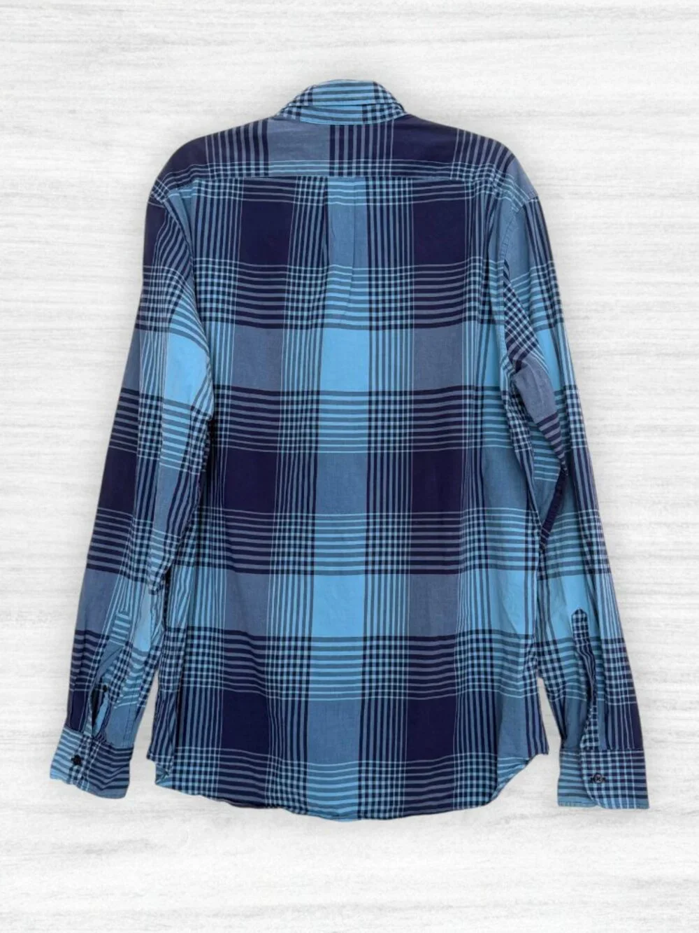 J.Crew Men's Navy Blue Turquoise Plaid Button Down Shirt XLT